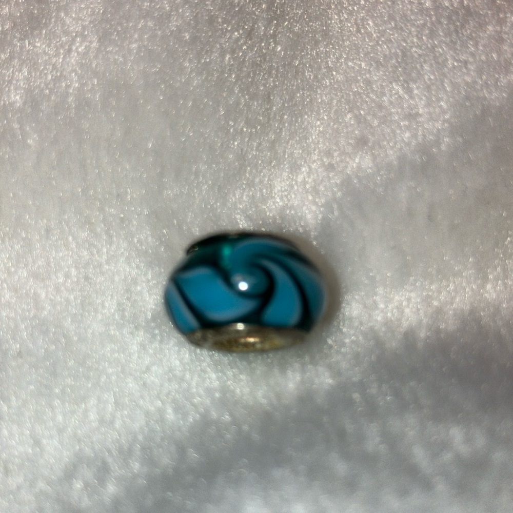 NEW Pandora Blue, Aqua, white Murano Glass Bead Charm